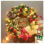 Christmas Wreath featuring coordinated Christmas garland and wreath decor.