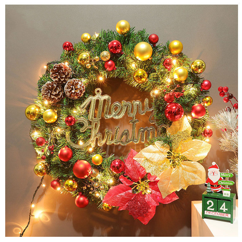 Christmas Wreath featuring coordinated Christmas garland and wreath decor.