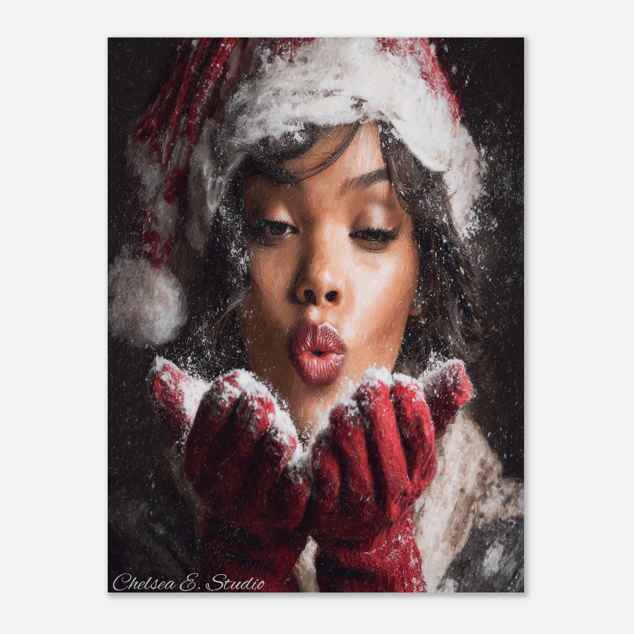 Christmas Poster featuring children enjoying playful winter snow and Christmas fun.