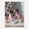Christmas Poster featuring young Black girls in a sweet Christmas holiday scene.