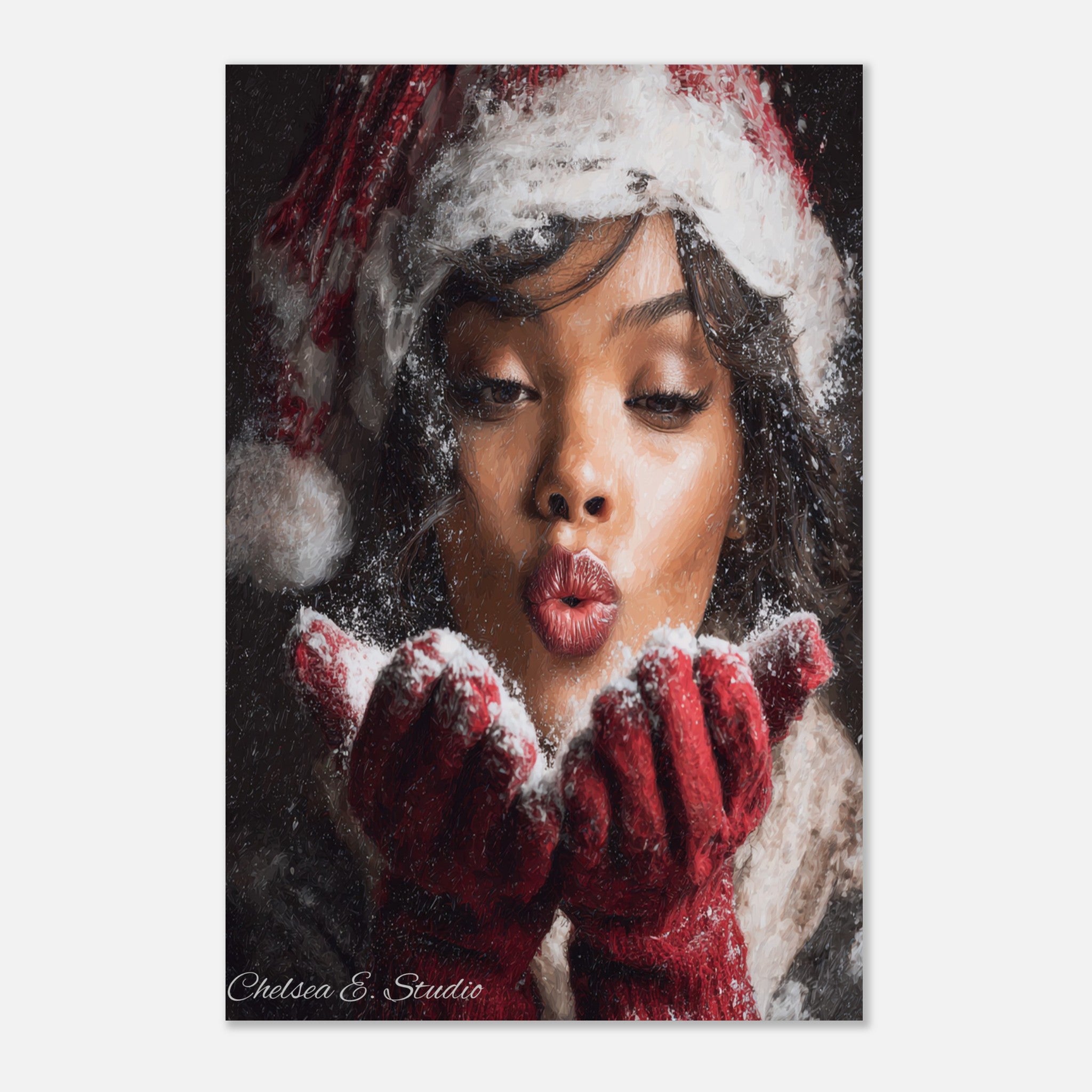 Christmas Poster featuring children enjoying playful winter snow and Christmas fun.