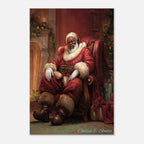Christmas Poster featuring a relaxed Black Santa with elegant gold holiday accents.
