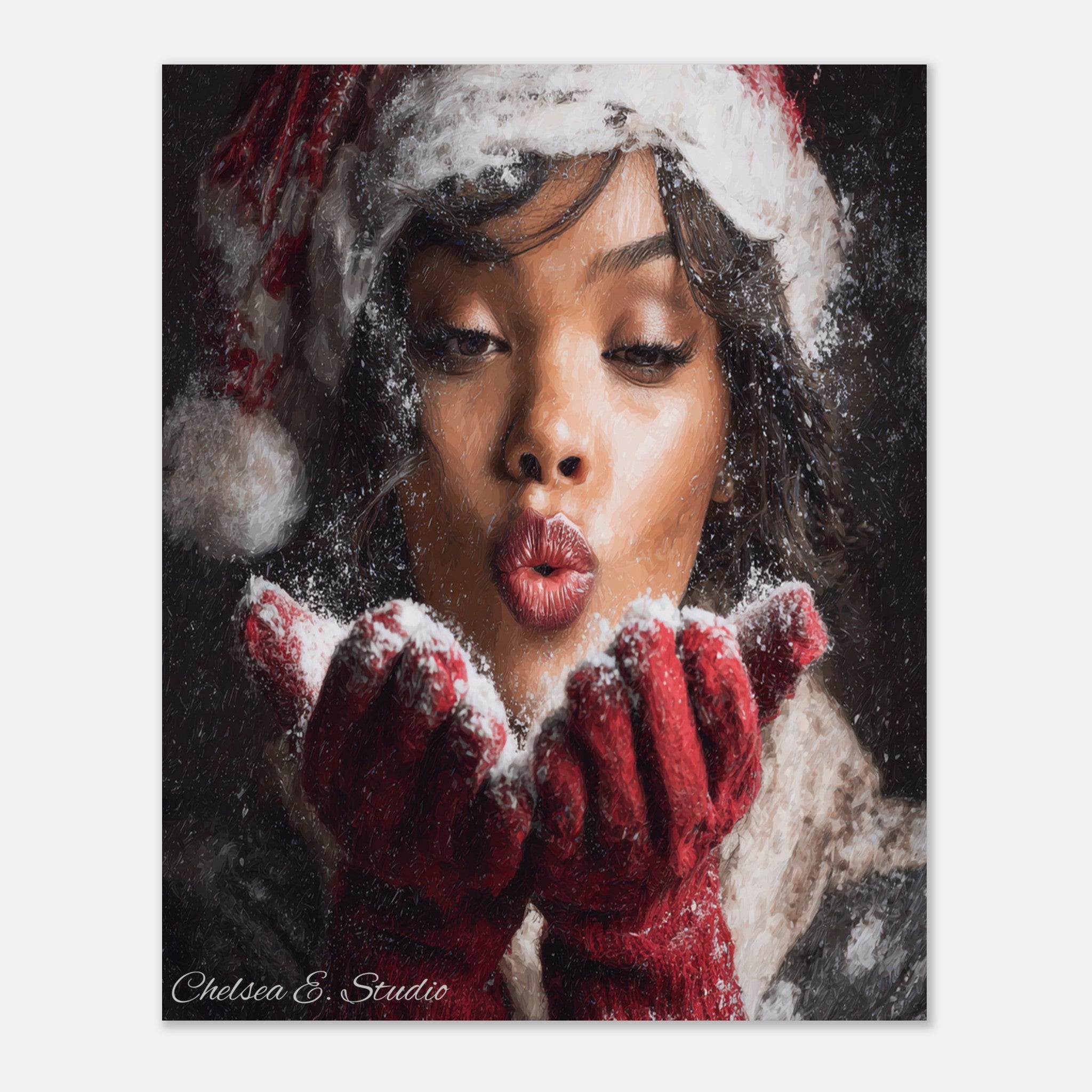 Christmas Poster featuring children enjoying playful winter snow and Christmas fun.