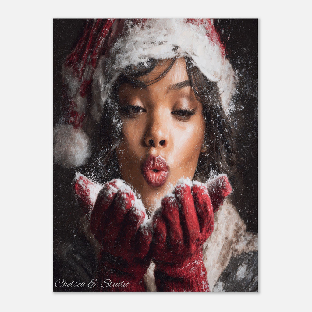 Christmas Poster featuring children enjoying playful winter snow and Christmas fun.