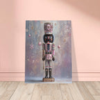 Christmas Poster featuring a decorative nutcracker standing guard in a sugar plum Christmas scene.