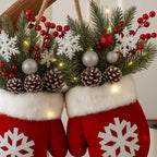 Christmas Wreath featuring a Santa mitten Christmas wreath for festive front door decor.