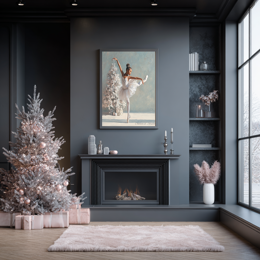 Christmas Poster featuring a tender Christmas scene with a child and holiday warmth.