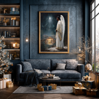 Christmas Poster featuring angels celebrating the good news of Christmas in religious holiday artwork.