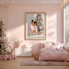 Christmas Poster featuring a joyful Christmas scene full of gifts, family and holiday excitement.