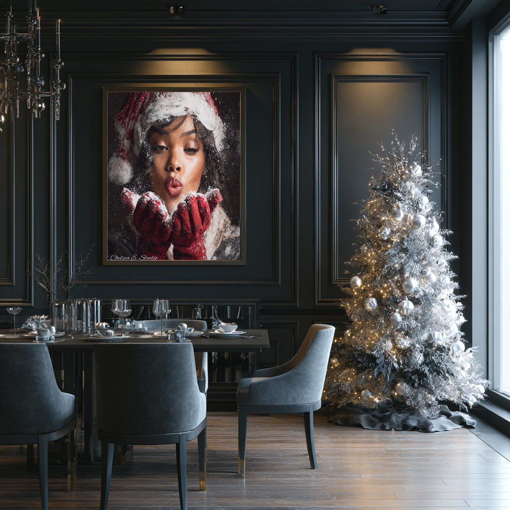 Christmas Poster featuring children enjoying playful winter snow and Christmas fun.